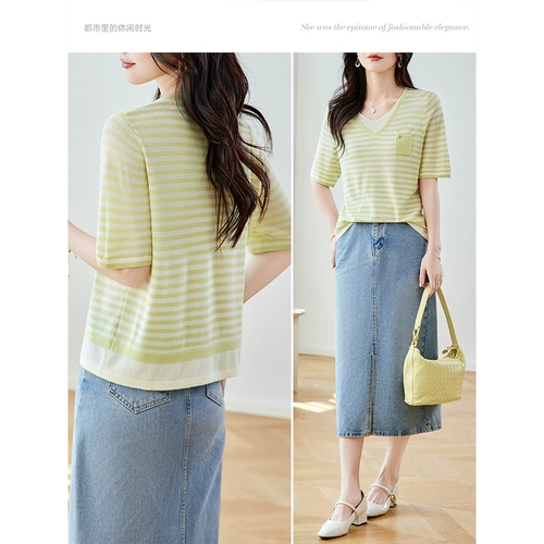 Летний комплект, футболка для матери, короткий рукав, свободный крой