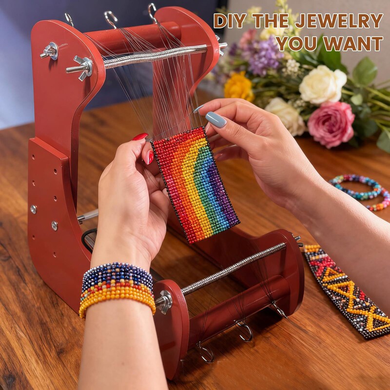 Cross-Border New Model Wooden Loom DIY Handmade Weaving Machine for Bracelets, Necklaces, and String Crafts