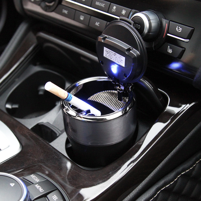 Japan YAC on-board cigarette ash tray Creative car Ashtray Seals Good Solar Charging With Nightlight Lamp