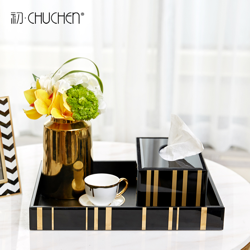 Eurostyle rectangular creative depository dish tea set room for soft adornments living room tea table Dinner Plate Fruit Plate