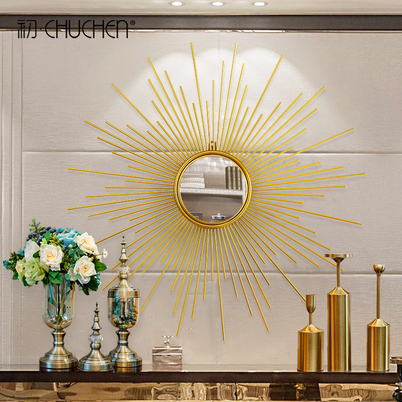 Eurostyle Wall-mounted Light Lavish Sun Glasses Metal Wall Decoration Sofa Background Wall American Genguan Cabinet Dining Room Wall Adornment