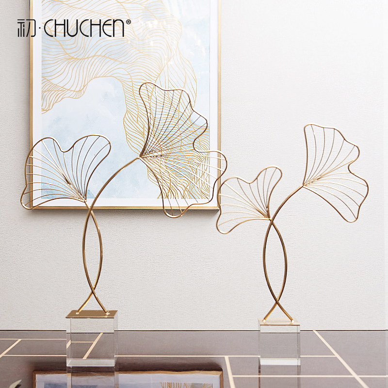 Creative ginkgo leaf crystal decoration Nordic light luxury decoration modern living room porch TV cabinet soft decoration home accessories