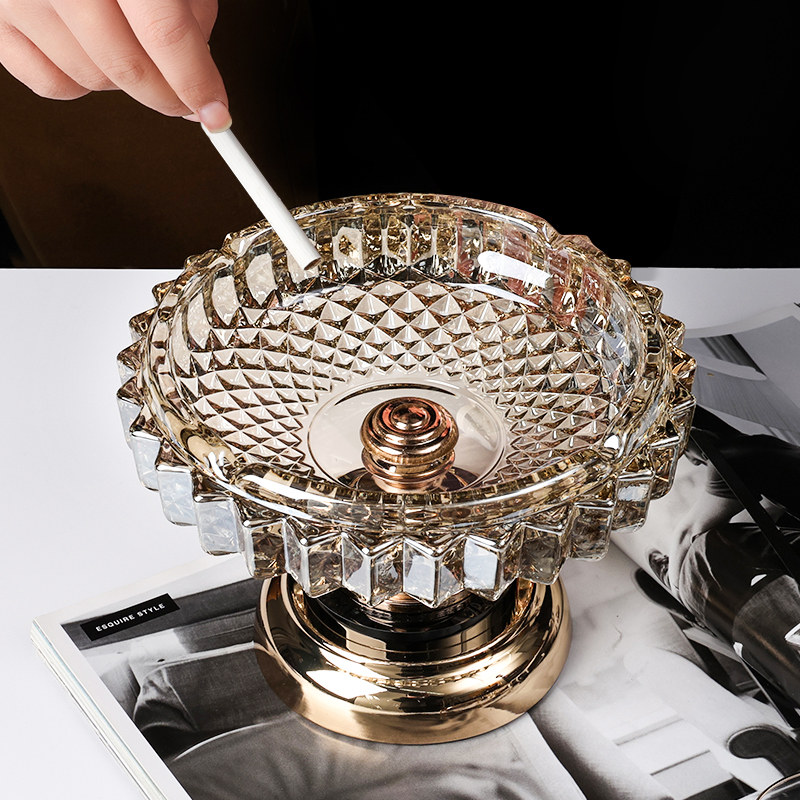 Eurostyle light and luxurious crystal glass Ashtray Creative Living Room Tea Table Office Modern Home Soft Decorations Hem