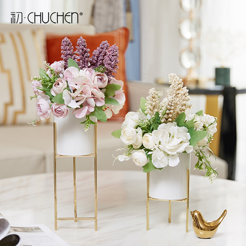 Simulation flower vase dry flower bouquet living room flower arrangement tea table dining table flower fake flower home floral decoration