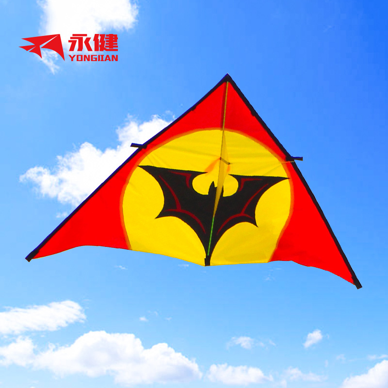 2019 Weifang Yongjian Triangle Long Tail Bat Kite Umbrella Cloth Large Adult Kite Belt Full Set of Wire Wheels