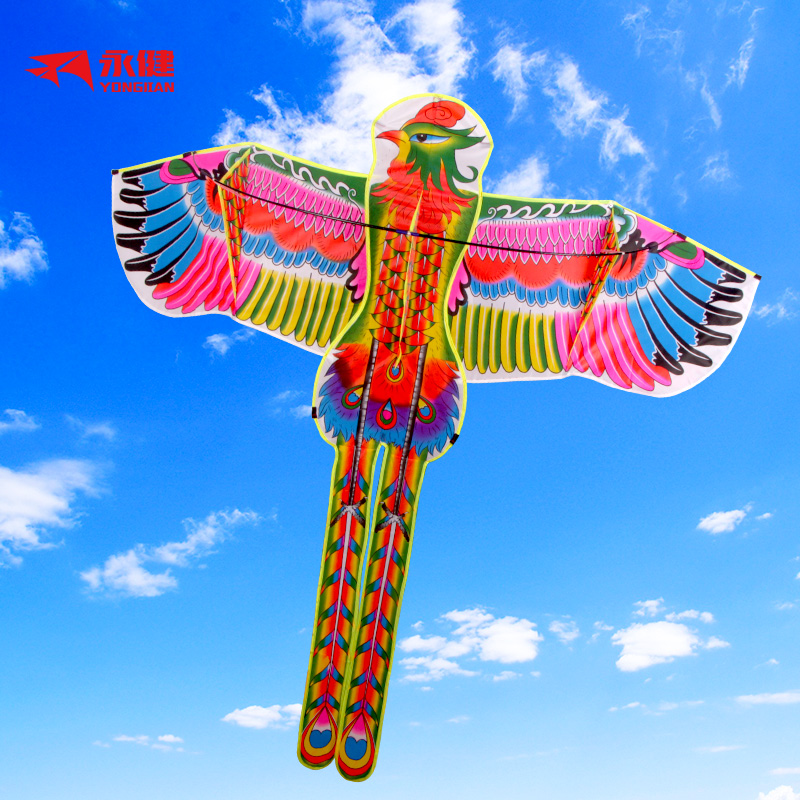 Yongjian Weifang Front Pole Phoenix Cartoon Long Tail Kite With Wind Kite Wire Wheel Breeze easy to fly pack back