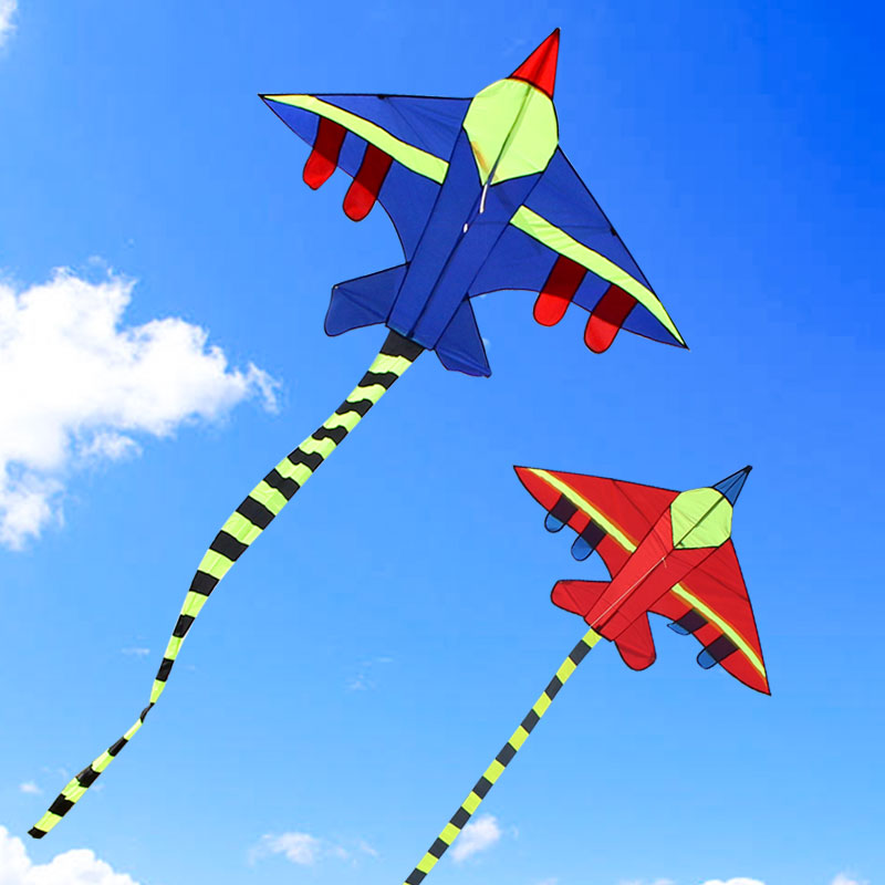 YJ Yongjian Weifang Aircraft Kite Long Tail Fighter Jet Children Breeze easy to fly Kite Wire Wheel Small Kite