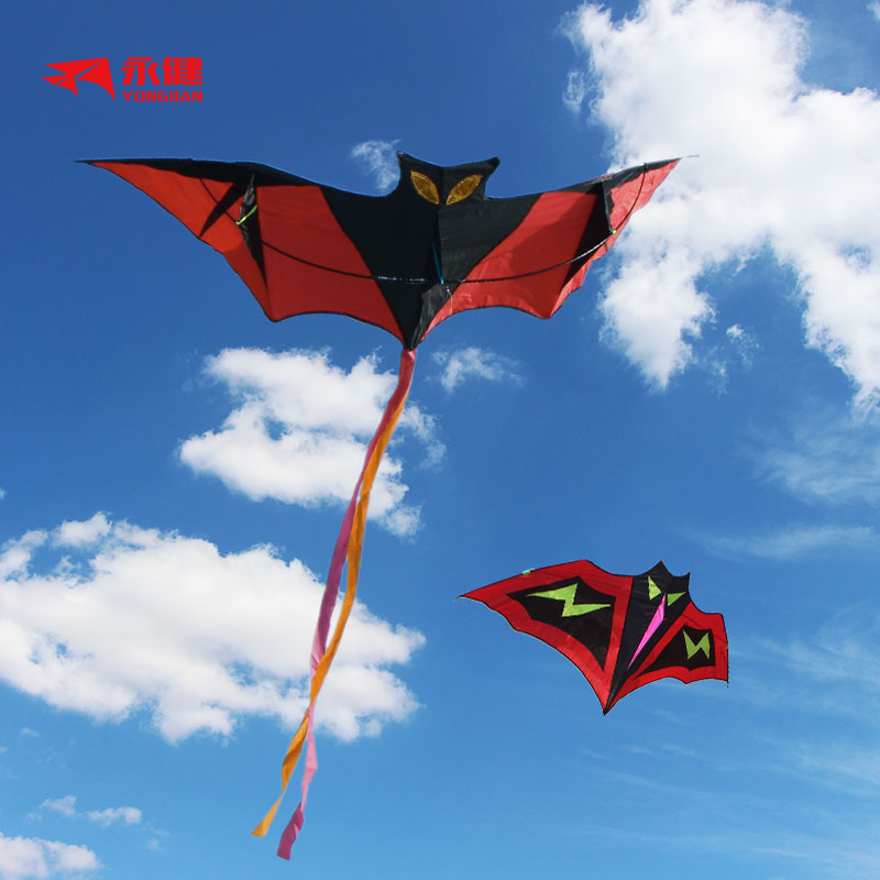 Weifang Yongjian Long Tail Former Pole Bat Cartoon Beginners Kite Children Breeze easy to fly with wind kite line wheel