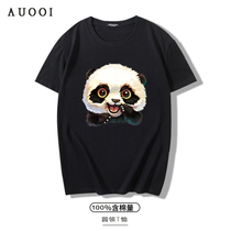  New casual cute pet panda printing short-sleeved T-shirt male cartoon animation student couple loose round neck top