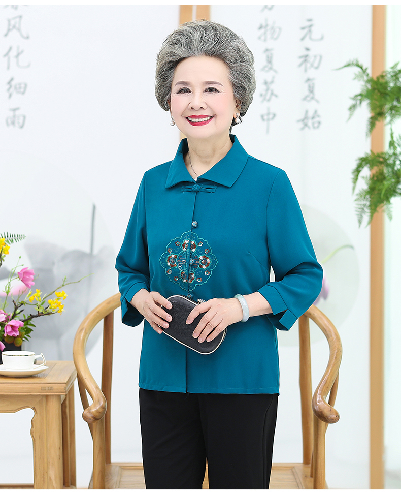 Áo bà già mùa hè tay áo bà vợ hai mảnh 60 tuổi 70 áo mẹ cũ - Quần áo của mẹ áo khoác cho phụ nữ 40 tuổi