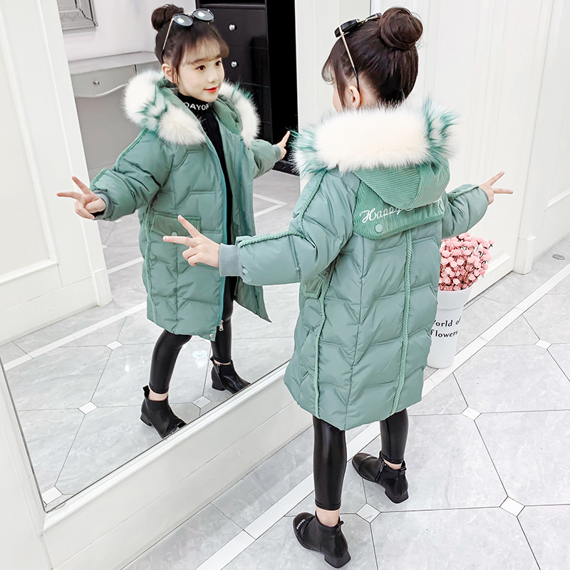 Girls ' cotton clothes 2020 new Korean version of the Western style thickened children's cotton coat large children's winter clothes medium and long down quilted jacket