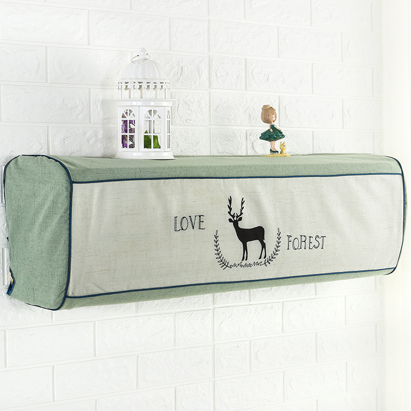 Pastoral Gree hanging air conditioner cover 1.5P dust cover beauty all-inclusive air conditioning set hanging print bedroom green cover