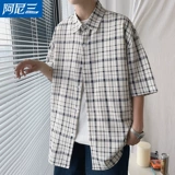 Тонкая рубашка, универсальная куртка, комплект, свободный крой, подходит для подростков