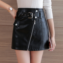 2019 New small leather skirt skirt black autumn dress high waist hip skirt zipper belt A- line dress womens skirt