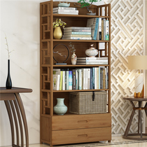 Simple bookshelf Nanzhu small bookcase shelf Student home bookcase Floor-to-ceiling space-saving shelf Living room storage rack