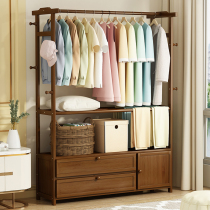 Coat rack Home Multifunctional Indoor Room Hanger Floor Bedroom Storage Solid Wood Simple Wardrobe Storage Rack