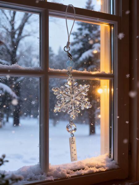 [Blue Ice Big Snowflake] Ccd Lanyard Handmade Beaded DIY Girly Heart Ins Phone Chain Cute Phone Pendant