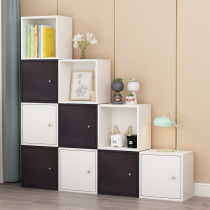 Free combination lattice cabinet simple modern bookcase bookcase children locker storage cabinet floor small bookshelf with door