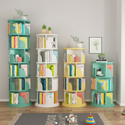 Rotating bookshelf landing 360 degrees simple children's baby storage picture book rack home simple student bookcase