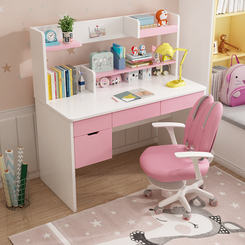 Children's study desk and chair set primary and secondary school students desk bookshelf one home desk desk bedroom computer desk