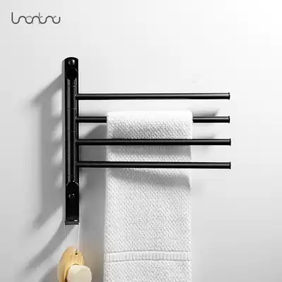 All copper jane European black rotating nail-free punching towel rack Powder room towel hanging bathroom activity towel rack hotel