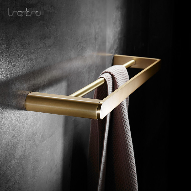 Nordic brushed gold all copper solid brass bathroom hardware toilet pendant minimalist creative towel towel rack