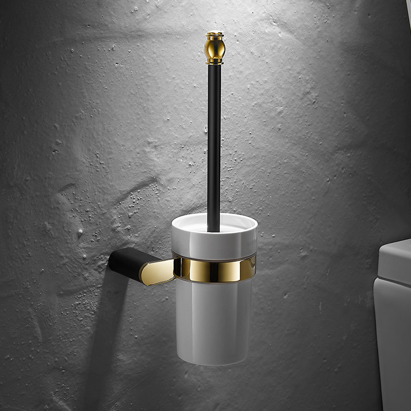 Nordic Solid Thickened Brass Free Punch Black Gold Wire Drawing Toilet Hotel Makeup Room Toilet Clean Toilet Brush