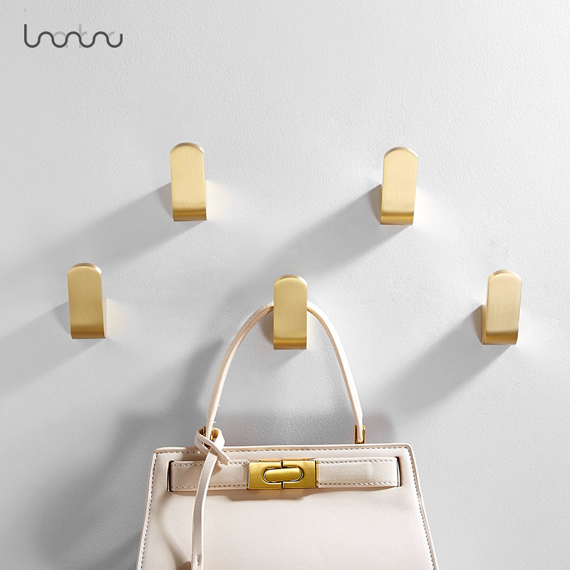 Nordic solid brass hook coat hook single hook gold decorative hanging nail bedroom porch door wall hook