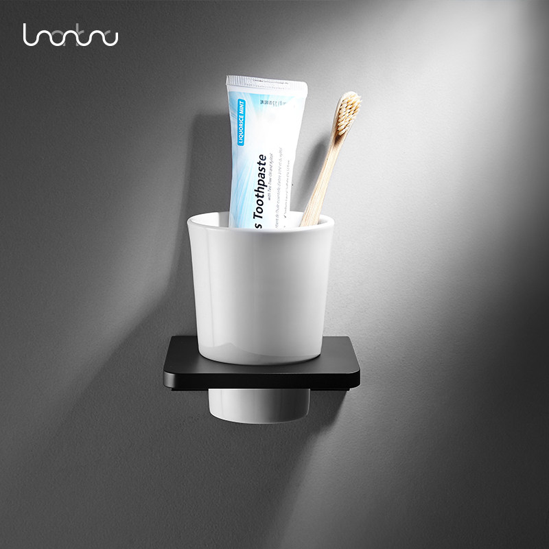 Nordic Space Aluminum Solid Thickened Toothbrush Rack Mouthwash Cup Holder Brushed Makeup Room Bathroom Minima Tooth Cup Rack Suit
