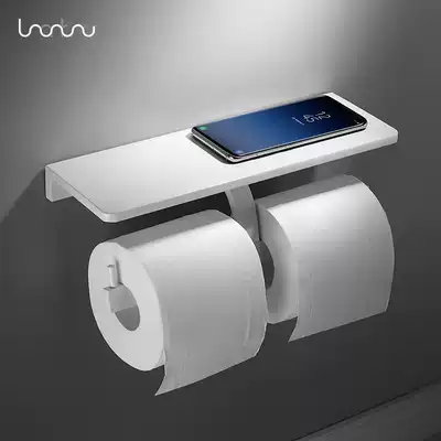 Space aluminum nordic white mobile phone tissue holder Bathroom shelf Roll toilet paper holder Hotel punch-free toilet paper holder Household