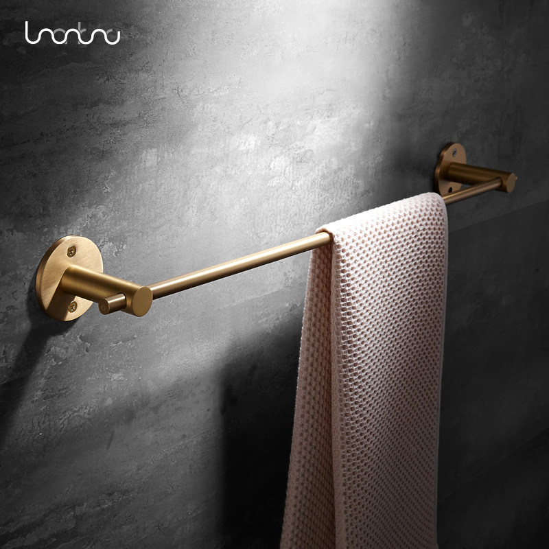 Nordic Japanese brass bathroom towel hanging rod Multi-purpose shelf rod original towel ring hook pendant
