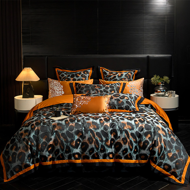 High-End Jacquard Long-Staple Cotton Four-Piece Set, Leopard Print Light Luxury All-Cotton Six-Piece Set, Ten-Piece Set, Multiple Pieces Available