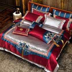 High -end bed supplies Wedding Four -piece set of European -style atmospheric wine red wedding 60 eighty sets of new wedding sheets