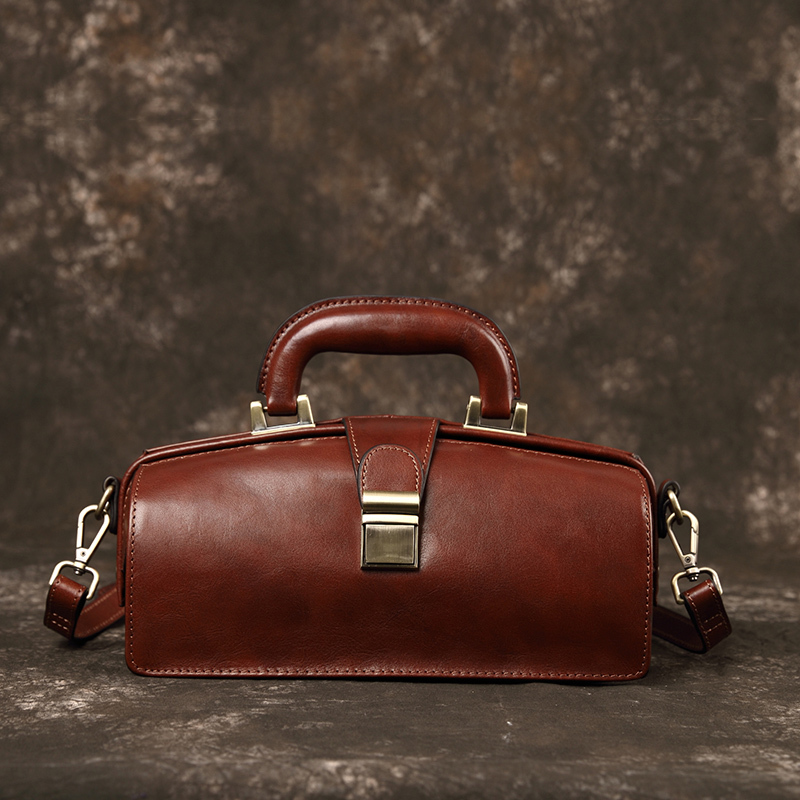 Genuine Leather Women's Bag, Vintage Doctor Bag, First-Layer Cowhide Crossbody Bag, French-Style Handbag, Fashionable Shoulder Bag, 2026 New Model Genuine Leather Women's Bag, Vintage Doctor Bag, First-Layer Cowhide Crossbody Bag, French-Style Handbag, Fashionable Shoulder Bag, 2026 New Model