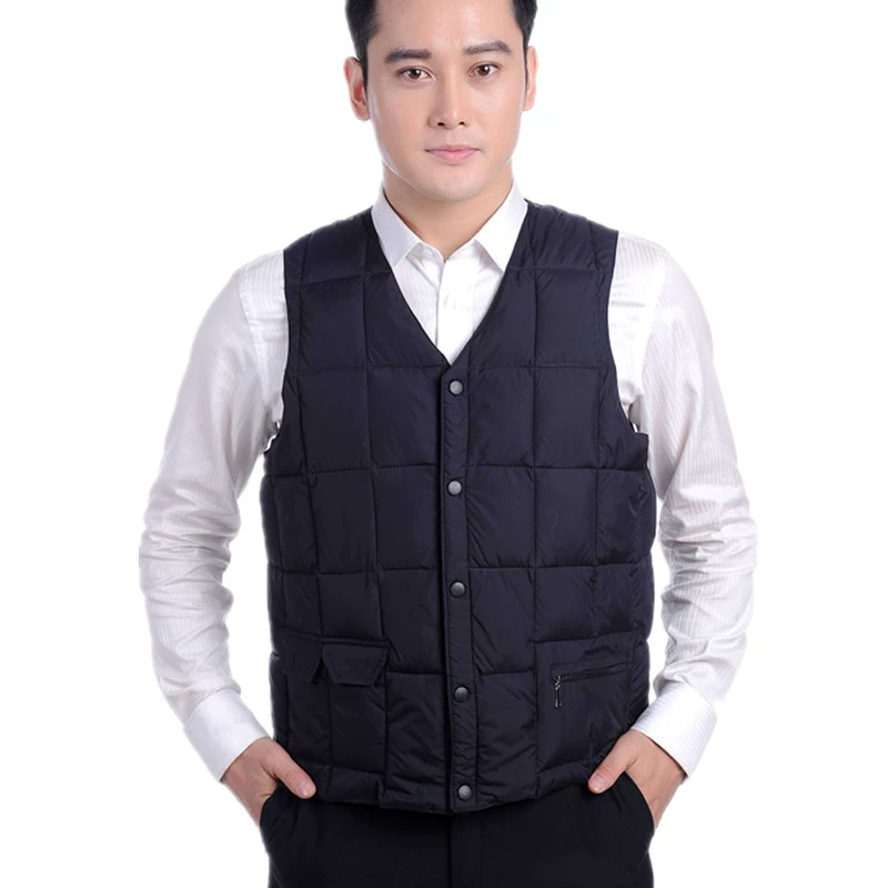 Quần áo mùa thu và mùa đông cha vest vest trung niên và người đàn ông cao tuổi mùa thu vest trung niên và người cao tuổi dày xuống áo ghi lê cotton - Áo vest cotton