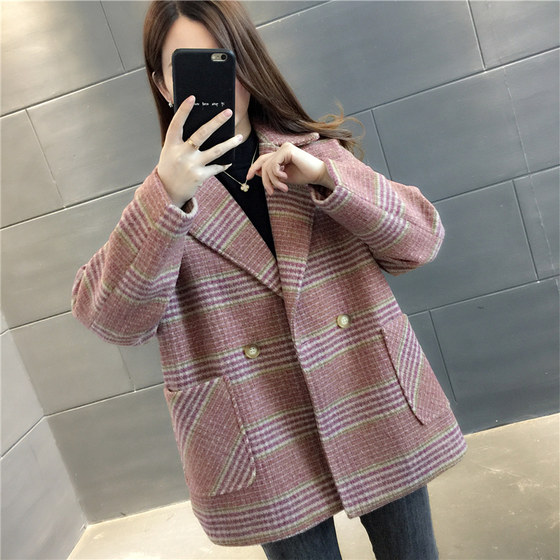 Xiaoxiangfeng Woolen Coat for Small Women 2023 Spring and Autumn New Winter Plaid Coat Short Woolen Suit