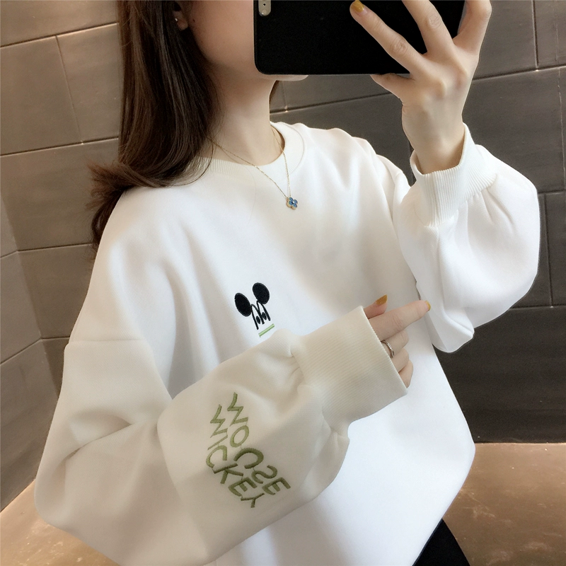 2021 mới áo pull cổ tròn tất cả các trận đấu thời trang áo len áo khoác phong cách phương tây của phụ nữ mùa xuân và mùa thu lười biếng - Áo len