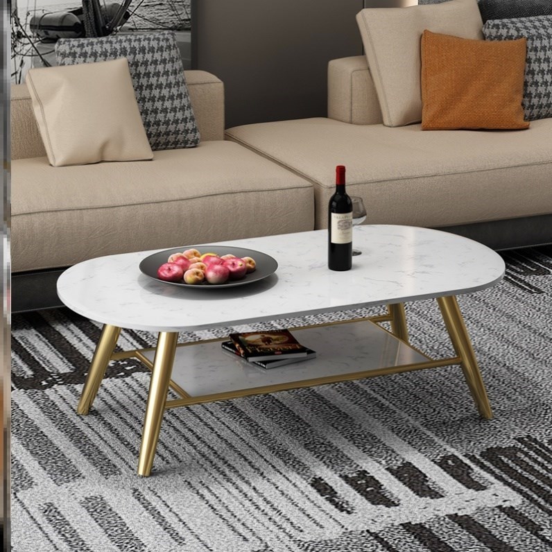 Light luxury coffee table household bright solid wood marble coffee table with reception net red marble coffee table simple tea table