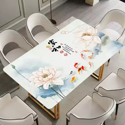 Chinese style PVC tablecloth waterproof and oil-proof non-washing soft glass household rectangular coffee table mat table mat