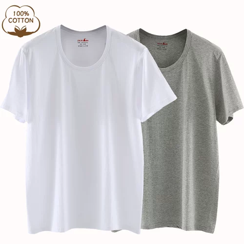 Хлопковая белая футболка с коротким рукавом, для мужчины среднего возраста, большой размер