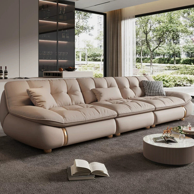 Zuoyou Home Furnishings 2026 新作 モダン ダウン入り 帆船型レザーソファ、様々なサイズのアパートに最適、直線的なリビングルーム用レザーソファ