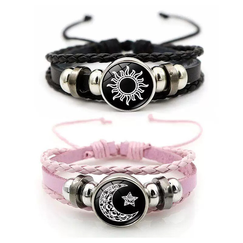 Couple's Bracelet with Sensor Vibration, Starry Night Glow, Zodiac Engraving Design, European and American Style, Cool and Fashionable