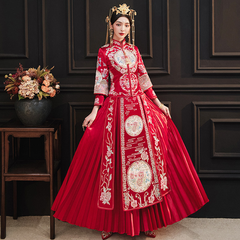 Show Wo uniforms 2022 new brides Chinese wedding gown Desert Rose Show Kimono and Toast With High-end Embroidery Show
