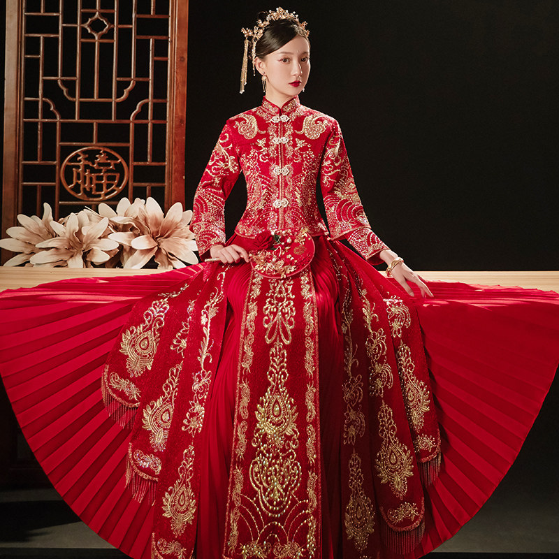 Show Won't The New Bride 2021 Wedding Chinese Wedding Clothes Wedding Suits are thin and toast with great size Fall Show and kimono