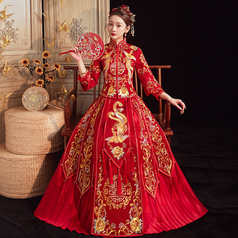 Show and dress bride lady 2022 new Chinese-style wedding dress wedding show kimono with big size and small taller toast