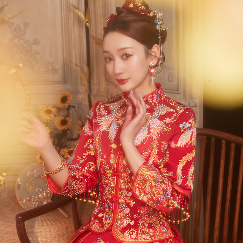Show and suit 2022 New bride Chinese wedding wedding dress gown with little sub-show kimono and toast to the show Wo n't