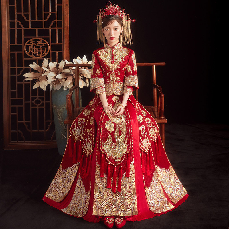 Xiuhe dress 2022 new Chinese wedding dress Longfeng Hang Toast Dress Skin Bride Renaissance Show and Sun