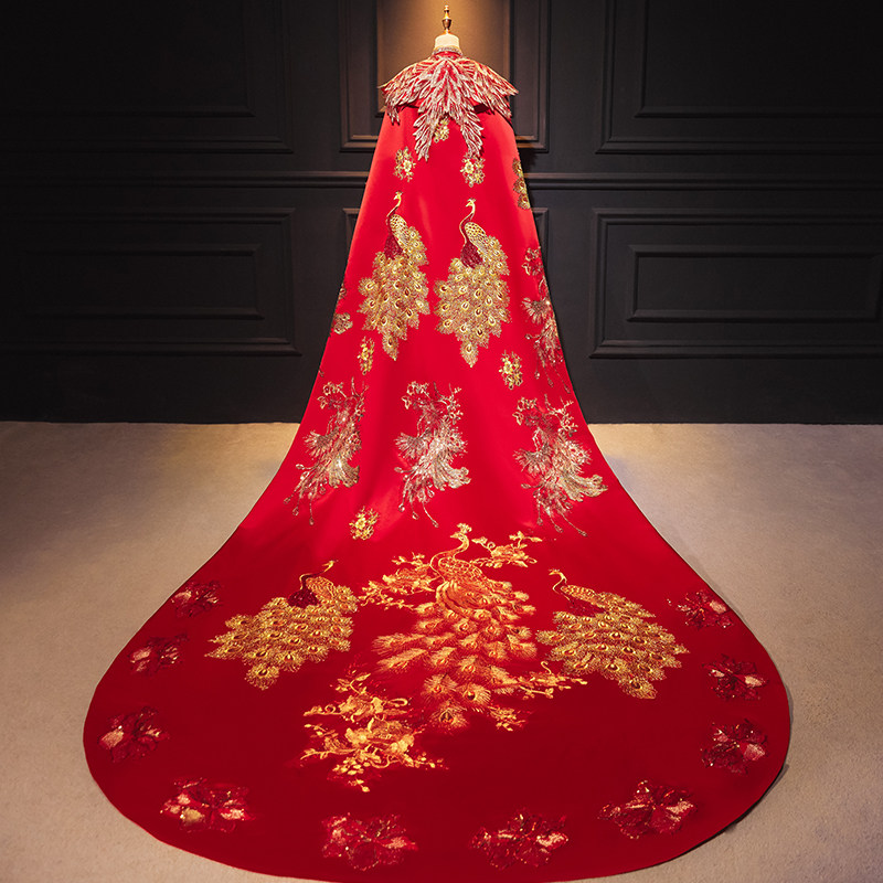 Show and clothing The Beatles 2021 New bride Chinese wedding big drag tail wedding high-end atmospheric long cloak shawl