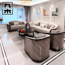 Light luxury post-modern solid wood lacquered leather sofa villa living room furniture combination Italian designer sofa customization