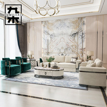 Post-modern light luxury sofa 123 combination villa living room Fendi high-end leather simple model room furniture customization